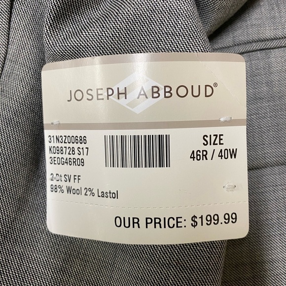 Joseph Abboud Gray Wool Blend Blazer Suit Jacket Mens Sz 46R NWT - Picture 3 of 6